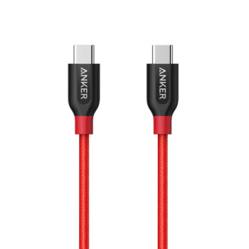 Anker A8187 PowerLine+ 3ft USB-C to USB-C 2.0 Connector Cable - Red (0.9m)