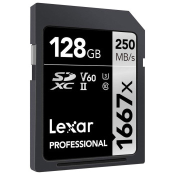 Lexar 1667X Professional 128GB V60 U3 SDXC™ UHS-II Memory Cards (up to 250MB/s read, 120MB/s write)