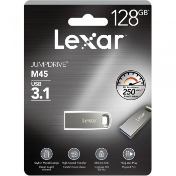 Lexar M45 Jumpdrive 128GB USB 3.1 Metal Flash Drive (up to 250MB/s read)