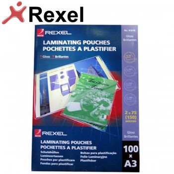 Rexel Laminate Pouch - 75 Micron, 303mm x 426mm, A3