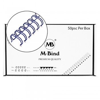 M-Bind Double Wire Bind 2:1 A4 - 1"(25.4mm) X 23 Loops, 50pcs/box, Blue