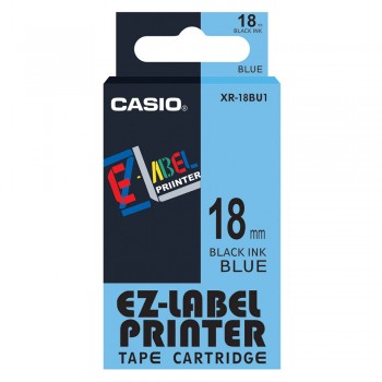 Casio Ez-Label Printer Tape Cartridge - 18mm Black on Blue (XR-18BU1)