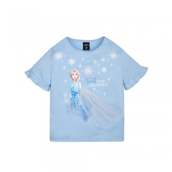 Frozen 2 Series Elsa Snowflake Kids Tee - (Blue, Size 130)