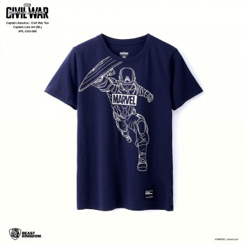 Marvel Captain  America: Civil War Tee Captain Line Art Uniform - Blue, Size XL (APL-CA3-006)
