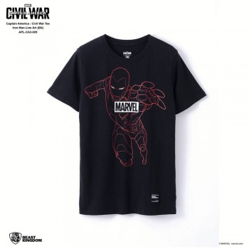 Marvel Captain America: Civil War Tee Iron Man Line Art - Black, Size L (APL-CA3-009)