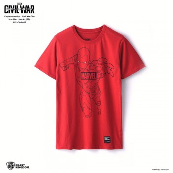 Marvel Captain America: Civil War Tee Iron Man Line Art - Red, Size L (APL-CA3-008)