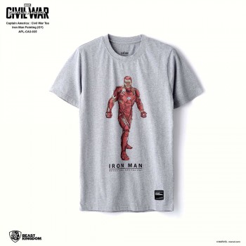 Marvel Captain America: Civil War Tee Iron Man Painting - Gray, Size L (APL-CA3-035)