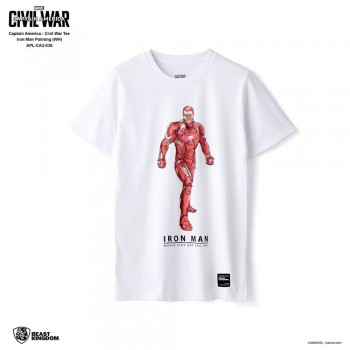 Marvel Captain America: Civil War Tee Iron Man Painting - White, Size L (APL-CA3-036)
