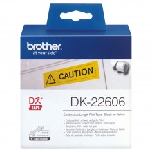 Brother DK22606 Black on Yellow Continuous Length Film - 62mm x 15.24m
