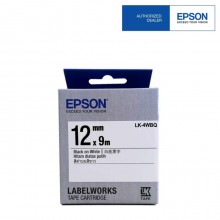 Epson LK-4WBQ  LabelWorks Tape - 12mm Black on White Tape (Item no: EPS LK-4WBQ)