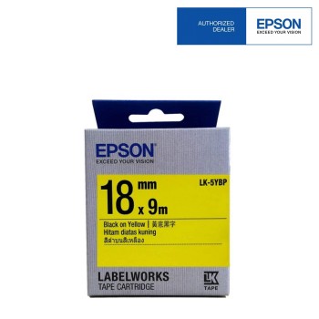 Epson LK-5YBP LabelWorks Tape - 18mm Black on Yellow Tape (Item no: EPS LK-5YBP)