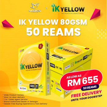 IK YELLOW A4 Paper 80GSM 500'sheet (x50reams)