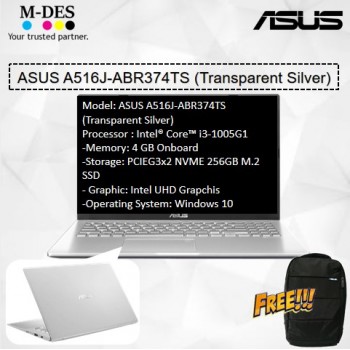 Asus Notebook (A516J-ABR374TS) - Transparent Silver 