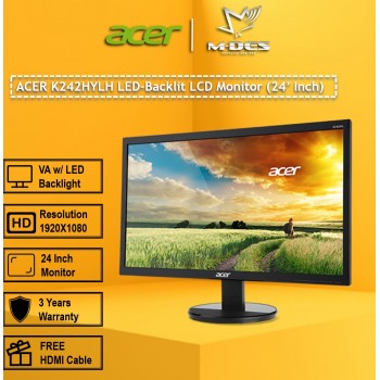 Acer 24" K242HYLH Monitor (HDMI cable inside box) 