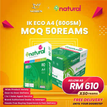 IK Natural A4 Paper 80GSM 500'sheet (x50reams)