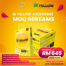 IK YELLOW A4 Paper 80GSM 500'sheet (x50reams)