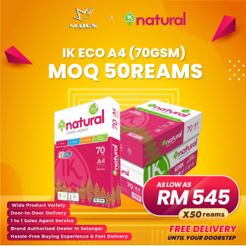 IK Natural A4 Paper 70GSM 500'sheet (x50reams)