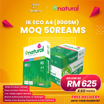 IK Natural A4 Paper 80GSM 500'sheet (x50reams)