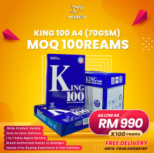 KING 100 A4 Paper 70GSM 500'sheet (x100reams)