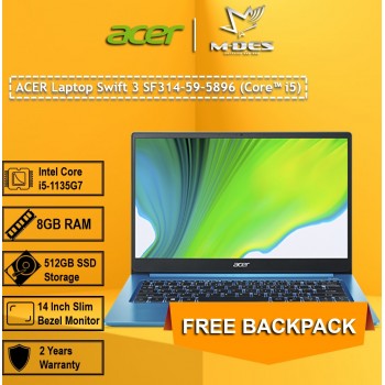 ACER Laptop Swift 3 SF314-59-5896 (Core i5) - Aqua Blue