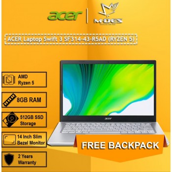 ACER Laptop Swift 3 SF314-43-R5AD (RYZEN 5) - Pure Silver