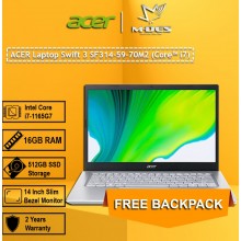 ACER Laptop Swift 3 SF314-59-70M2 (Core i7) - Pure Sliver