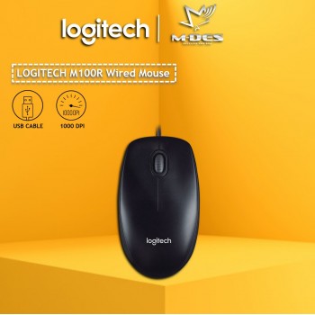 Logitech M100R Wired USB Mouse (Black)