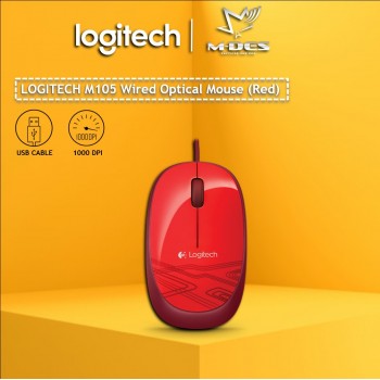 Logitech M105 Corded Mouse (Red)