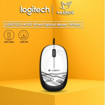 Logitech M105 Corded Mouse (White)
