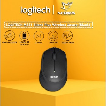 Logitech M331 Silent Plus Wireless Mouse (Black)