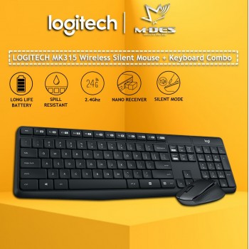 Logitech MK315 Quiet Wireless Keyboard Mouse Combo