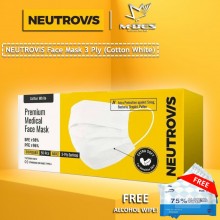 Neutrovis 3Ply Earloop Extra Protection Extra Soft For Skin Sensitive Premium Medical Face Mask White (50's)