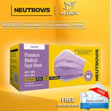 Neutrovis 3Ply Earloop Extra Protection Extra Soft For Skin Sensitive Premium Medical Face Mask Lavender Purple (50's)