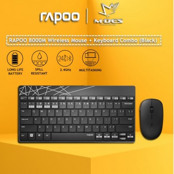 RAPOO 8000M 2.4G Wireless Keyboard+Mouse