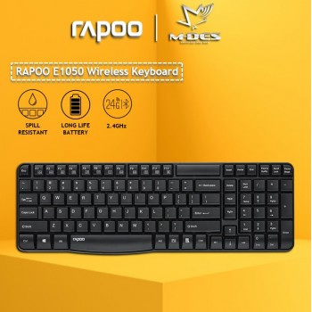 RAPOO E1050 Wireless Keyboard 2.4Ghz Wireless Connection [Waterproof] 