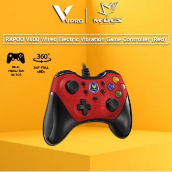 RAPOO V600 Wired Electric Vibration Gamepad (RED)