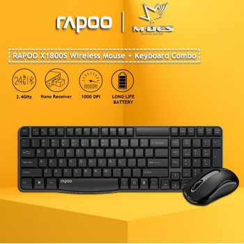 [Waterproof] RAPOO X1800S Wireless Mouse + Keyboard (Combo Set)