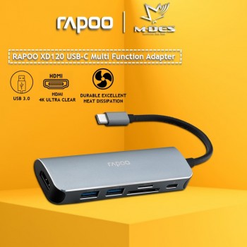 RAPOO XD120 USB-C Multi Function Adapter (6 in 1) Grey