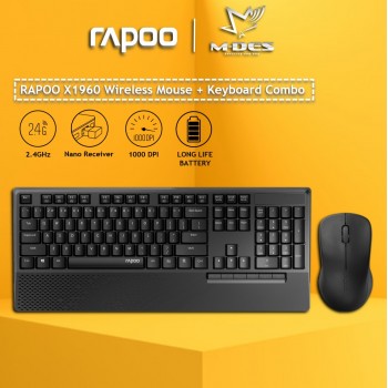 Rapoo X1960 Wireless Optical Mouse & Keyboard Black