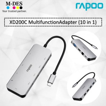 RAPOO X200 C USB-C Multi Function Adapter (10 in 1) Grey